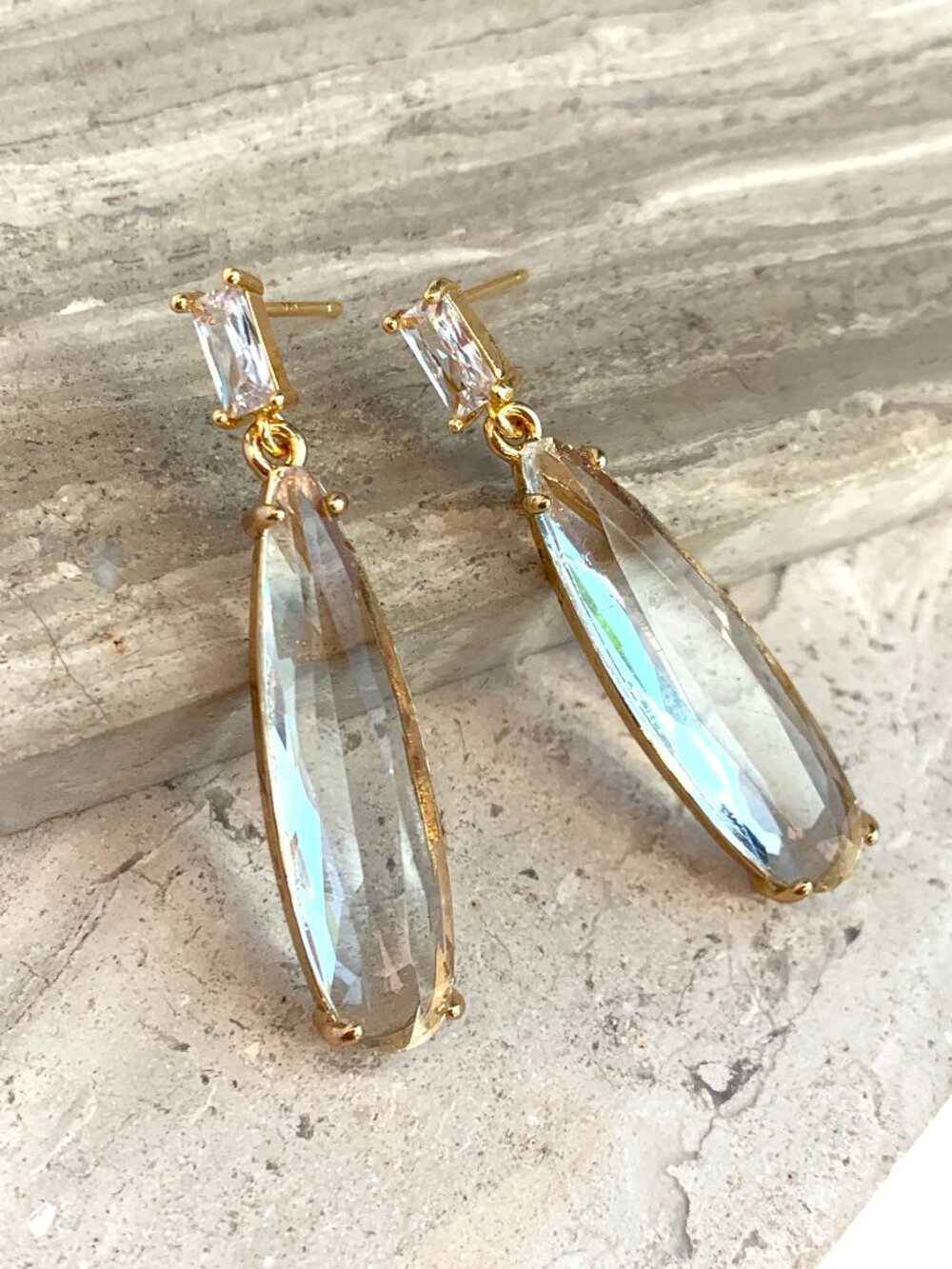 NEW~ Anthropologie Studio Bride Baguette Dewdrop Earrings - Picture 9 of 13